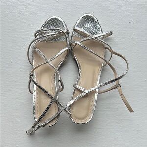 NWOT Theory Silver Strappy Sandals